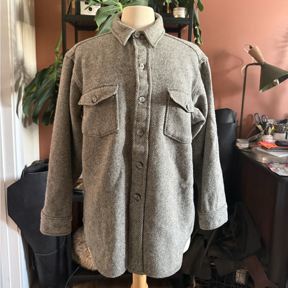 Woolrich Gray Striped Shirt Jacket